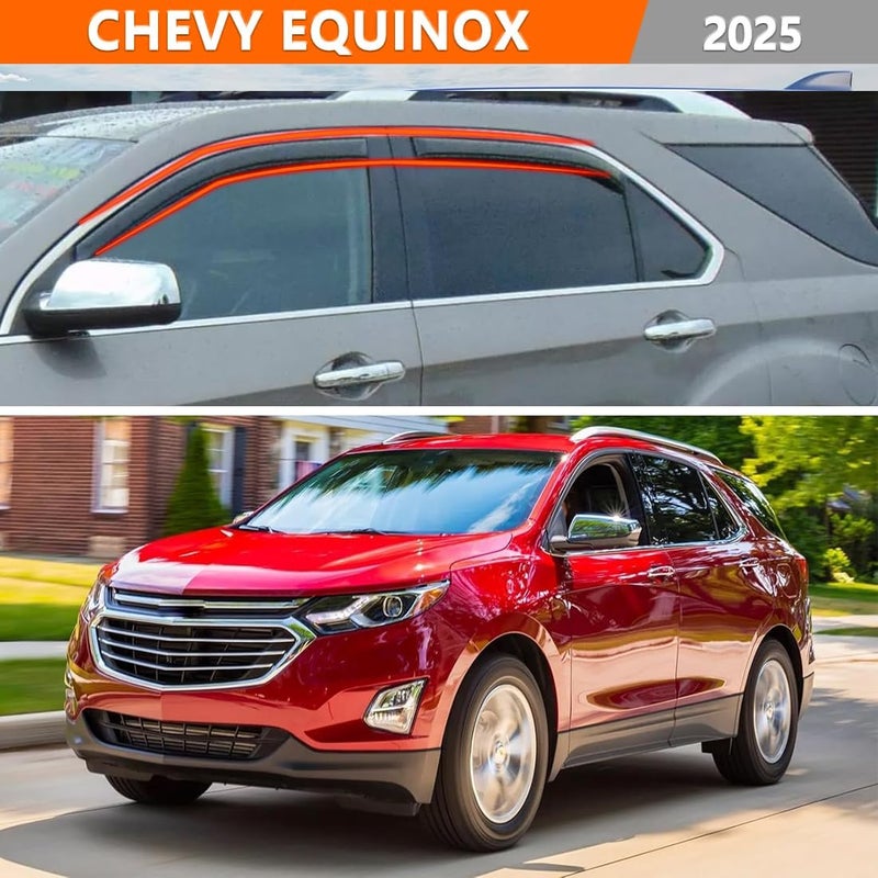 LONGKEES 4PCS in-Channel Window Visor Rain Guards for 2025 Chevy Equinox, Extra Durable Side Window Deflectors, Wind Vent Visors - Image 2